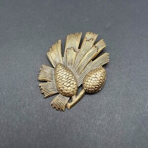 Vintage Pinecone Brooch Brass Gold Tone Nature Antiqued Woodland Cottage